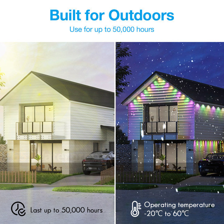 Deerdance RGBIC LED Permanent Outdoor Lights 100ft (30m 60lights)