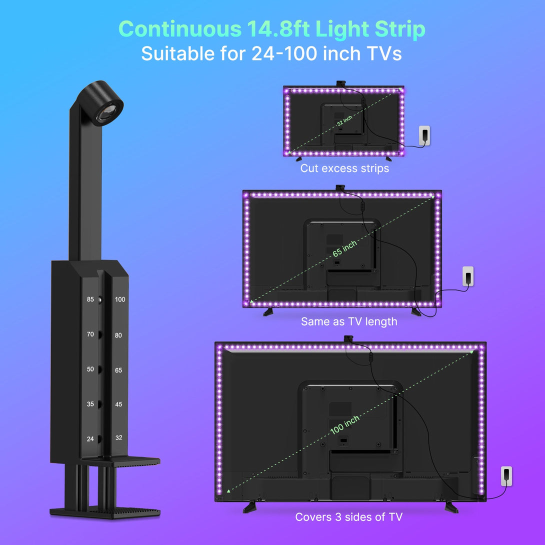 Continuous 11.5ft Light Strip Suitable for 55-75 inch TVs